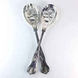 Juego de cuchara y tenedor para ensalada de metal resistente a la corrosión, apto para alimentos, para negocios de catering y eventos de pícnic al aire libre. - Product Image 4