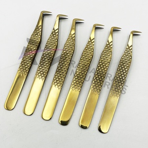 Pince à épiler japonaise RMI en acier inoxydable couleur or plasma pour extensions de cils, pointe en fibre et lisse, fournitures personnalisées avec logo, vente en gros - Product Image 4