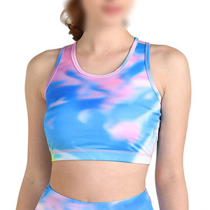 Haut court sans manches pour femme, imprimé par sublimation, léger et respirant, col rond, pour le yoga - Product Image 1