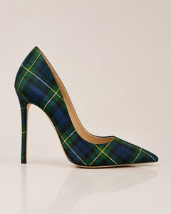 Fashion Women Tartan Stiletto Heels | <b>Pointed</b> Toe Plaid Pumps | Wholesale Ladies High Heels Custom Tartan Options Available - Product Image 1