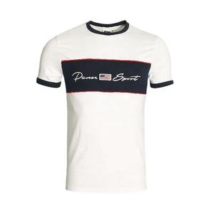 T-shirt en poly coton pour hommes, imprimé de base personnalisé et écologique, avec col et garniture contrastée tricotée, cadeaux pour les campagnes électorales - Product Image 1