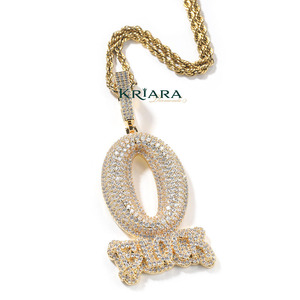 Colgante de Plata 925 con Letra O Cultivada en Laboratorio, Joyería Hip Hop para Hombre, Diamantes Cultivados en Laboratorio con Corte Brillante Redondo, Joyería para Uso Diario - Product Image 1