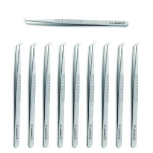 10 Pinzas Dilatadoras Anguladas a 45 Grados con Puntas de 0.2mm y 18cm, Micro Pinzas de Cirugía Plástica, Instrumentos Quirúrgicos de Acero Inoxidable CE - Product Image 1