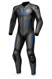 Combinaison de moto en cuir une pièce X Road Performance |   Noir Vert |   Fabricant OEM ODM |   Qualité de conception haut de gamme |   Vêtements de course - Product Image 1