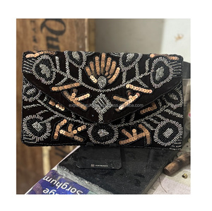 กระเป๋าคลัทช์แฟชั่นสไตล์อินเดียทำด้วยมือลูกปัดออกแบบสำหรับผู้หญิงสไตล์โบฮีเมียนตอนเย็นช้อปปิ้งปาร์ตี้กระเป๋าสะพายไหล่กระเป๋าแมสเซนเจอร์ - Product Image 3