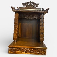 Sculpture d'autel ancestrale en bois de Muong gravée, éco-responsable, pour culte Feng Shui, du Vietnam