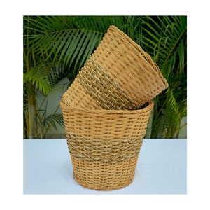 Eco-friendly Round Rattan & Seagrass <b>Woven</b> <b>Basket</b> A versatile solution for planters waste bins and storage - Product Image 3