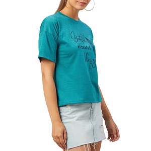 Camiseta Gráfica Transpirable Ecológica Inspiradora para Mujer, Camiseta de Algodón Estampada con Frases de Agradecimiento y Bendición, Informal, de Manga Corta - Product Image 4