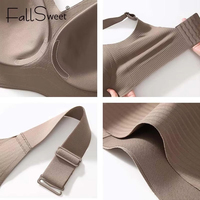 Soutien-gorge de sport côtelé sans coutures pour femme, avec coussinets amovibles, décolleté en V profond sur le devant, bretelles non réglables, maintien moyen, respirant