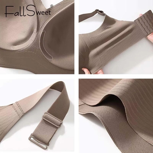 Soutien-gorge de sport côtelé sans coutures pour femme, avec coussinets amovibles, décolleté en V profond sur le devant, bretelles non réglables, maintien moyen, respirant - Product Image 3