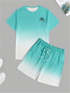 Conjuntos Cortos para Hombre, Conjuntos de 2 Piezas, Camisetas con Estampado Tropical y Pantalones Cortos, Conjuntos para Vacaciones en la Playa - Product Image 2