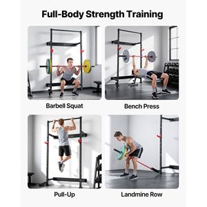 Jaula de potencia plegable montada en la pared - Rack de sentadillas multifuncional con soporte para Landmine para entrenamiento de fuerza en casa - Product Image 3
