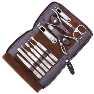 15 Pcs Beauty Kit Black Color Coated <b>Nail</b> Clipper Scissors <b>Nail</b> <b>Files</b> Professional Manicure Set With Leathers Pouch - Product Image 1