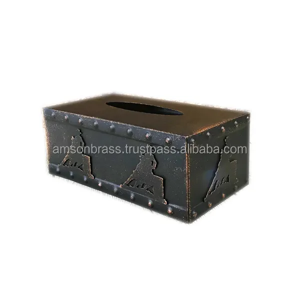 Tissue Box Matt Bronze Finished Tabletop Decorative Tissue Box Facial Car Holder Cover Decorative Metal Tissue Holder