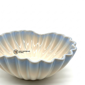 <b>Large</b> Decorative Ceramic <b>Bowl</b> pastel blue and cream-white Serving Dish for Kitchen Countertop & Dining Table Decor Piece - Product Image 2