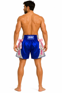 SHH Premium MuayThai Fight <b>Shorts</b> Metallic Satin Side Bow Design <b>Kickboxing</b> Boxing Training Custom Logo OEM Private Label - Product Image 4