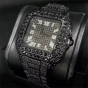Montre de luxe de haute qualité, antique, sertie de moissanite, cadran carré, quartz analogique, chiffres romains, bracelet, montre-bracelet pour homme, unisexe - Product Image 1