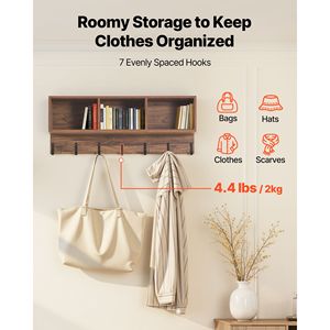 Set Combinato 3 in 1: Appendiabiti con Struttura in Acciaio, Panca Portascarpe e Scaffale con Ganci per Organizzazione e Stoccaggio in Casa e all'Ingresso del Parco - Product Image 3