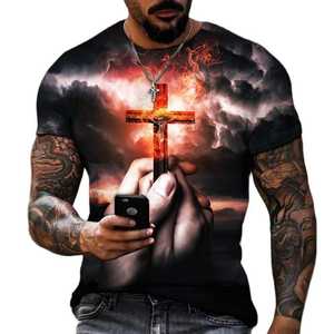 Camiseta Fitspi para Hombre con Estampado 3D de Dios, Religión, Cristo, Jesús y Cruz, Estilo Hip Hop, Holgada, de Manga Corta, Streetwear, Oversize, Vintage - Product Image 5