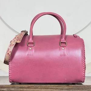 Newest Trending Design 2026 Hand Tooled Genuine Leather 15" <b>Duffel</b> Speedy <b>Bag</b> New Gym Sport Travel Women Luggage Weekend Handbag - Product Image 5
