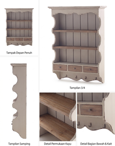 Étagère murale en bois massif Ardonar Premium, finition naturelle, avec crochets pour appartement et espace de vie - Product Image 6