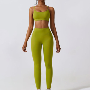 Women's Yoga Set Solid Lace Washed Breathable Quick Dry 2-Piece Gym Wear for Workout Fitness - Product Image 3