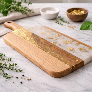 Planche à découper artisanale, sûre pour les aliments, élégante, en bois, pour cuisines modernes, réutilisable, plateau de découpe artisanal pour la maison - Product Image 1