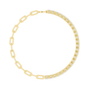 Luminous 8.31 ctw Emerald Shape Lab Created Diamond Paperclip Bracelet 14K Yellow Gold - Product Image 3