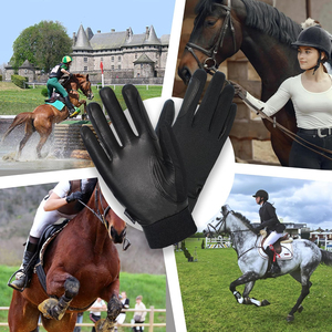 Guantes de equitación negros de invierno, guantes térmicos a prueba de viento, guantes de cuero para carreras de motos, guantes de equitación unisex con calefacción para mujer - Product Image 6