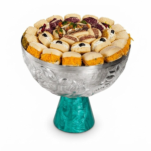 Stylish Metal <b>Chocolate</b> Bowl Hammered Design Silver Color Glam Style Handmade for Ramadan Dates Snacks and Fruit Serving Bowls - Product Image 2