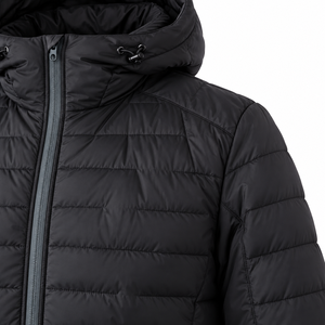 Abrigo Largo Acolchado con Capucha para Mujer, Chaqueta Parka Negra Acolchada, Fabricante de Marca Privada, Ropa Exterior para Mujer - Product Image 6