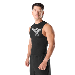 Débardeur tricoté sans manches pour homme, col ras du cou, coupe ajustée, respirant, séchage rapide, 100 % coton, pour entraînement et fitness, noir uni - Product Image 3