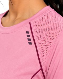 Customized <b>Women</b> Pink Quick Dry Sports T Shirt Breathable <b>Mesh</b> Panel Running Gym Workout Yoga Activewear Athletic Tee <b>Top</b> - Product Image 5