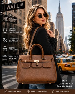 Sac à main en cuir de vachette véritable pour femme |   Sac fourre-tout en cuir marron |   Sac à main artisanal à poignée supérieure et bandoulière |   Vêtements pour femmes sur mesure - Product Image 1