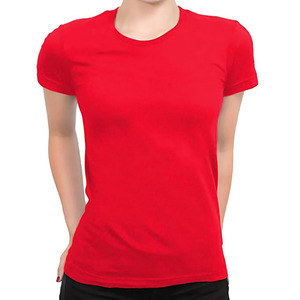 Camiseta de Manga Corta con Cuello Redondo Roja para Mujer, 100% Algodón, Corte Regular, Informal, Lisa, de Verano, de Secado Rápido, Transpirable, de Punto Jersey - Product Image 1
