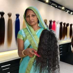 100% pas cher indien naturel vierge Remy Extensions de cheveux Machine Double trame bouclés faisceaux traitement Non chimique armure - Product Image 2