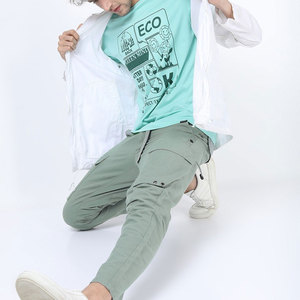 DANISH IMPEX <b>Men's</b> Light <b>Green</b> <b>Cargo</b> <b>Pants</b> Mid Waist Multiple Pockets Quick Dry 100% Cotton UV Protection Autumn Midweight - Product Image 6