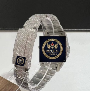 Montre de luxe pour femme Imperial Jewels avec diamants, boîtier rond en acier inoxydable de 42 mm, affichage analogique de la date, fermoir pliant - Product Image 2