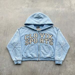 CLOVIX SPORTS Sweat-shirt à capuche zippé pour homme 100% coton, broderie de logo personnalisée, impression en relief, fournisseur en gros - Product Image 2