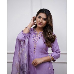 Ensemble élégant JC Purple pour soirée, haut et bas avec dupatta, taille XL - Product Image 3