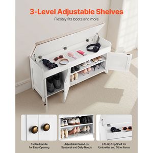 Panca Portascarpe Stile Antico con Contenitore Sollevabile 41.3 X 13.8 X 19.8 Pollici, Panca da Ingresso con Portascarpe da 250 libbre e 3 Armadietti con Capacità di 350 libbre - Product Image 4