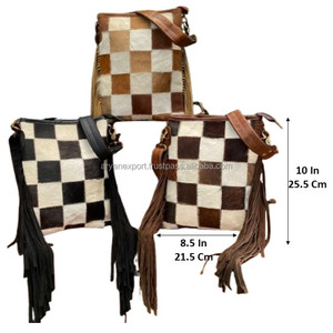 Nouveau gros luxe en cuir de vachette véritable mode sacs à bandoulière femmes grande capacité frange motif à carreaux sacs à main 2025 - Product Image 2