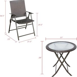 Set da bistrot pieghevole in vimini da esterno 3 pezzi per balcone o giardino - Product Image 6