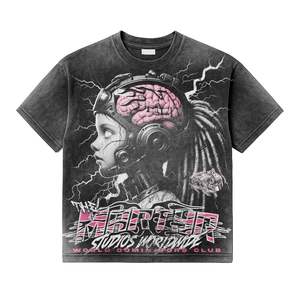 Últimas Camisetas de Moda Oversize con Cuello Redondo para Hombre, Venta al por Mayor, Ropa OEM, Camisetas Personalizadas con Serigrafía/DTG en Algodón - Product Image 2