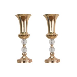 Vase à fleurs en aluminium glamour avec perles de cristal, vase décoratif pour table, centre de table de mariage, haute qualité - Product Image 4