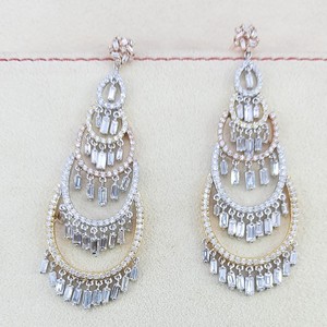Jewelspaark 5.32 Ct Baguette White Natural <b>Diamond</b> Drop <b>Dangle</b> Trendy Ladies <b>Earrings</b> Rhodium Plated 925 Sterling Silver Custom - Product Image 4