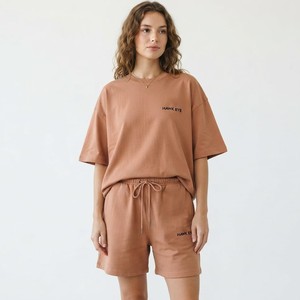 Custom Logo Women's Comfortable <b>Short</b> Casual <b>Set</b> Cotton Regular Fit Solid New Latest Arrivals Summer Clothing Customized - Product Image 4