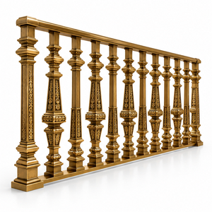 Curved Antique Bronze <b>Metal</b> Stair Railing with Ornamental Balusters for Villas Hotels and Classic Grand Interiors - Product Image 3