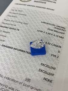 Diamants blancs en vrac de 3,09 carats, taille poire, couleur D, clarté VS1, certifiés IGI, cultivés en laboratoire HPHT CVD, pour la fabrication de bijoux - Product Image 2