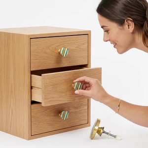 Boutons de meuble ronds en laiton avec motif rayé coloré, modernes et écologiques, pour poignées de meubles de cuisine et de salon - Product Image 2